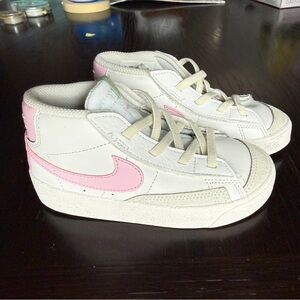 Nike Kids White and Pink High-Top Sneakers